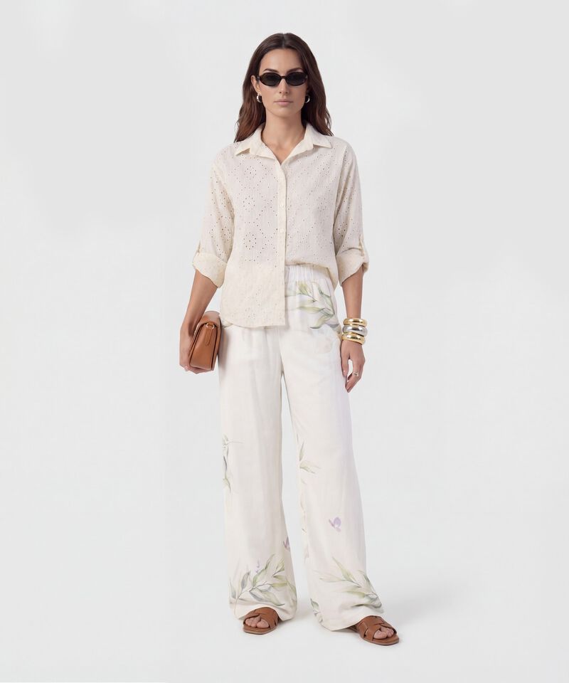 Camisa En Broderie Con Charretera Para Mujer