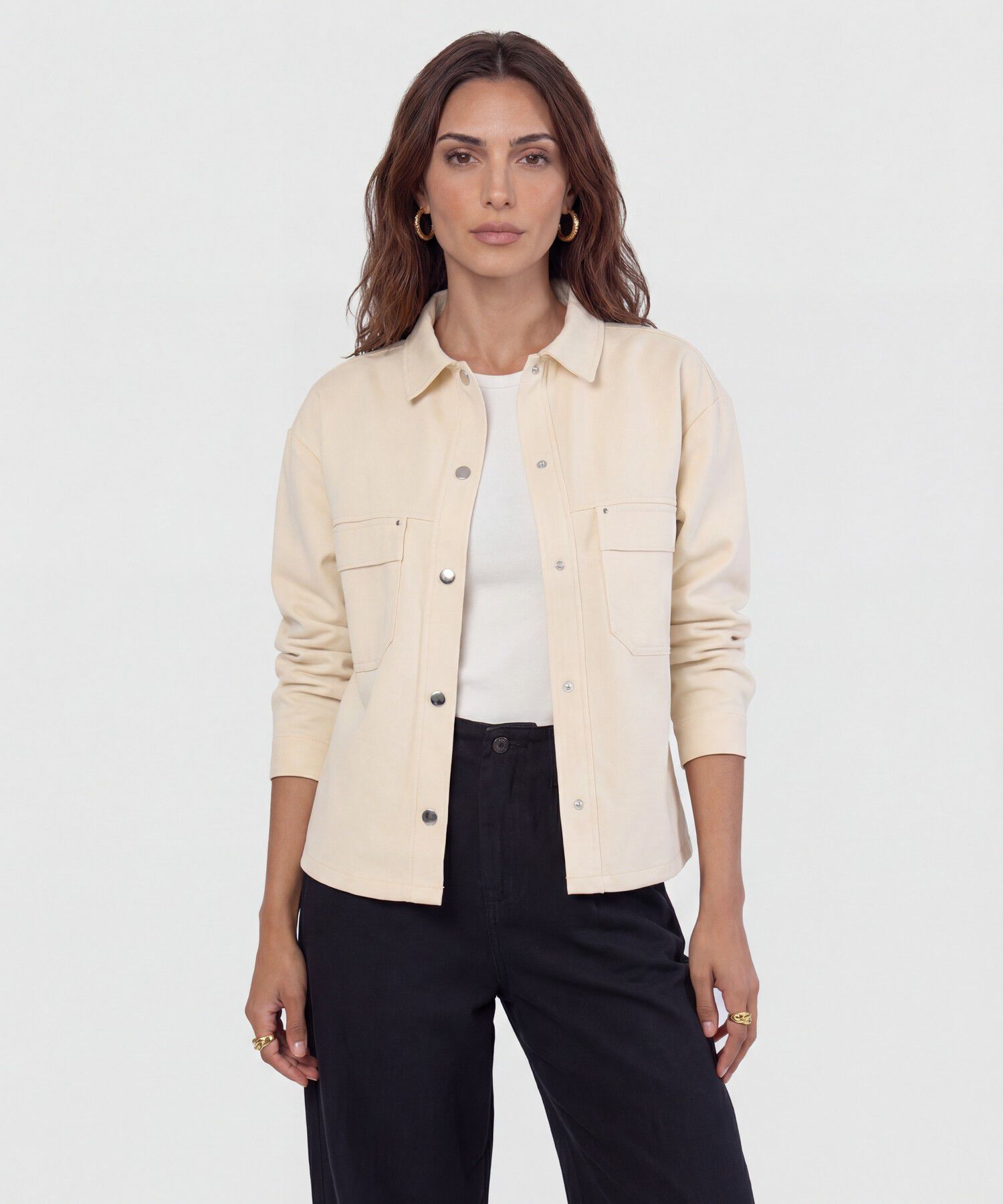 Chaqueta Unicolor Estilo Cargo para Mujer