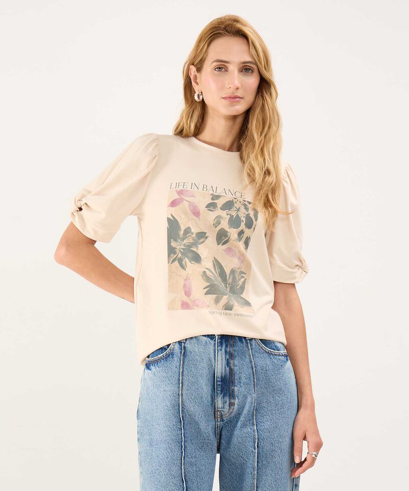 Camiseta Estampada con Ruche
