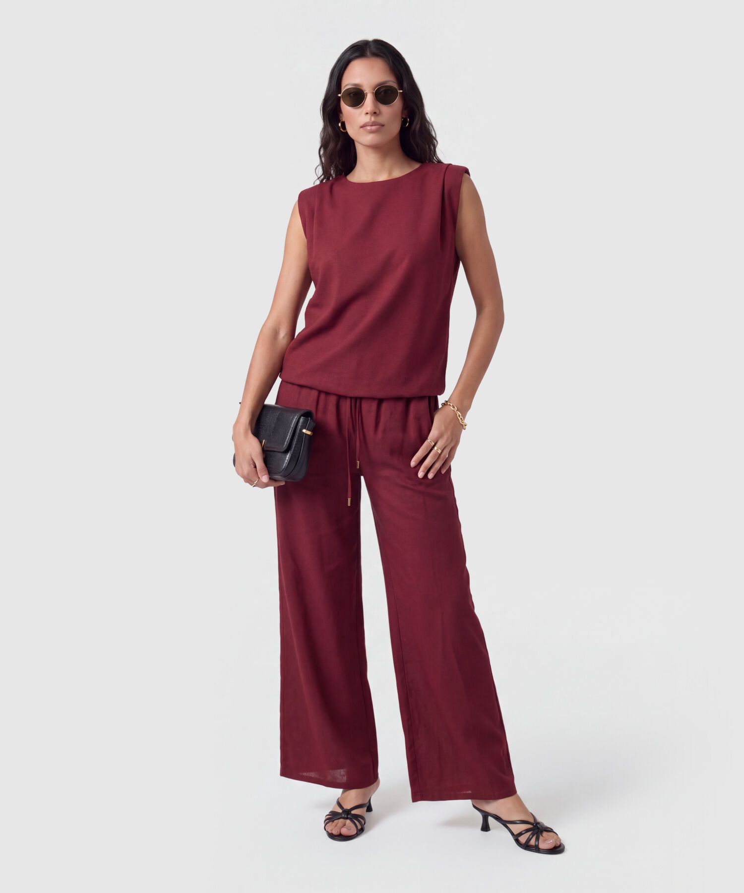 Blusa Sin Mangas Con Hombreras Para Mujer