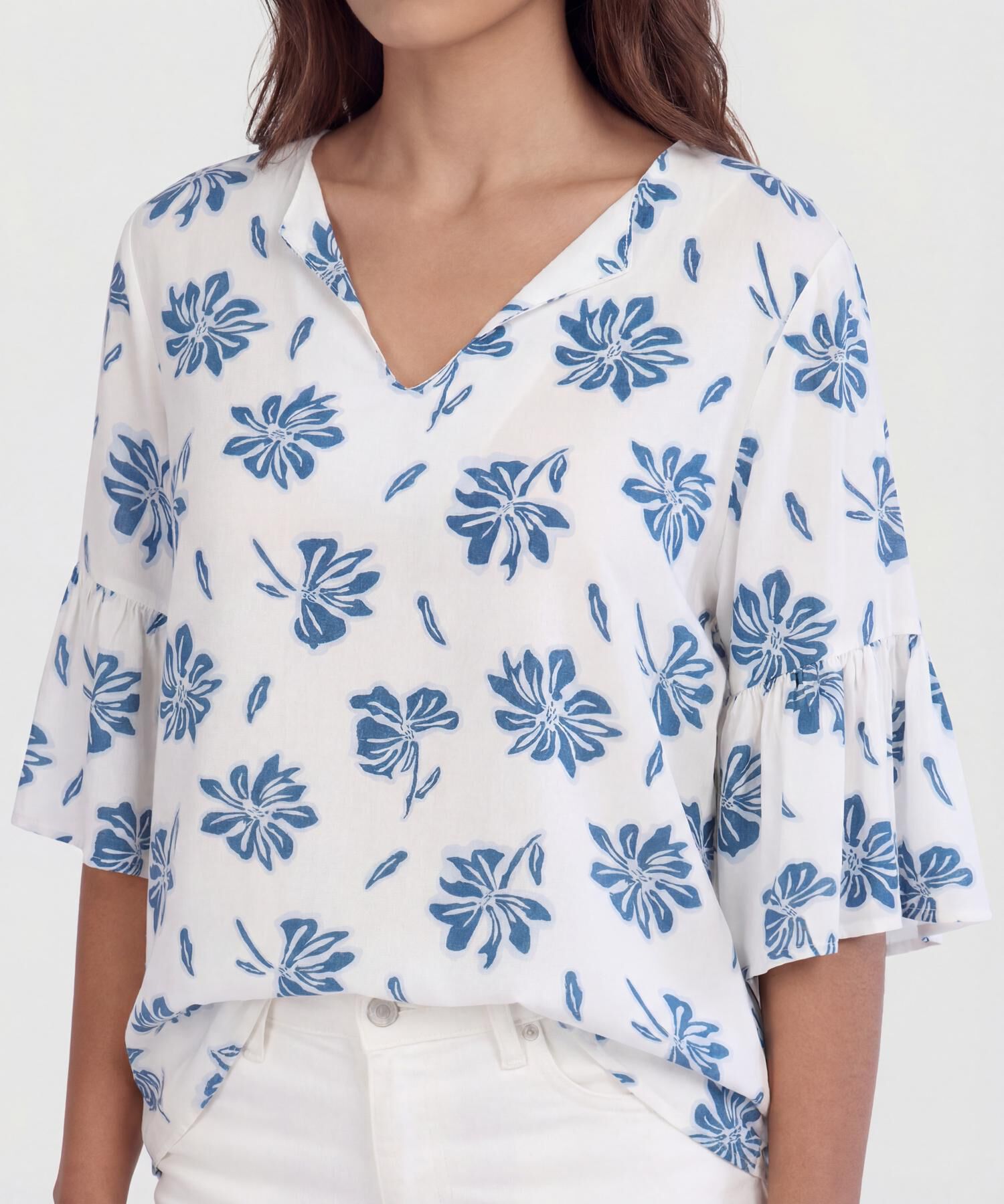 Blusa Estampada Con Escote En V 