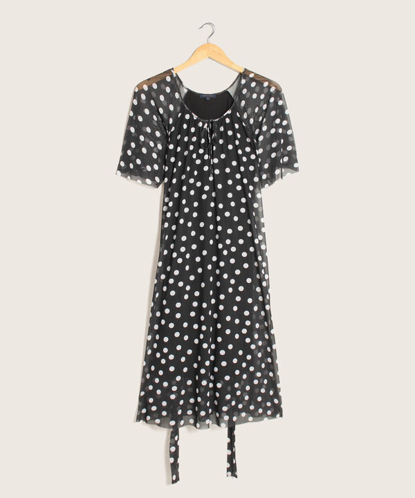 Vestido Manga Corta Midi Estampado Con Forro