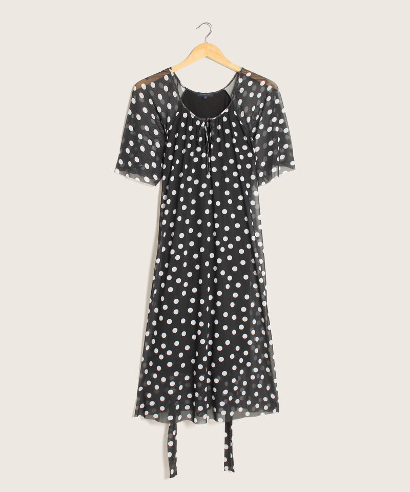 Vestido Manga Corta Midi Estampado Con Forro