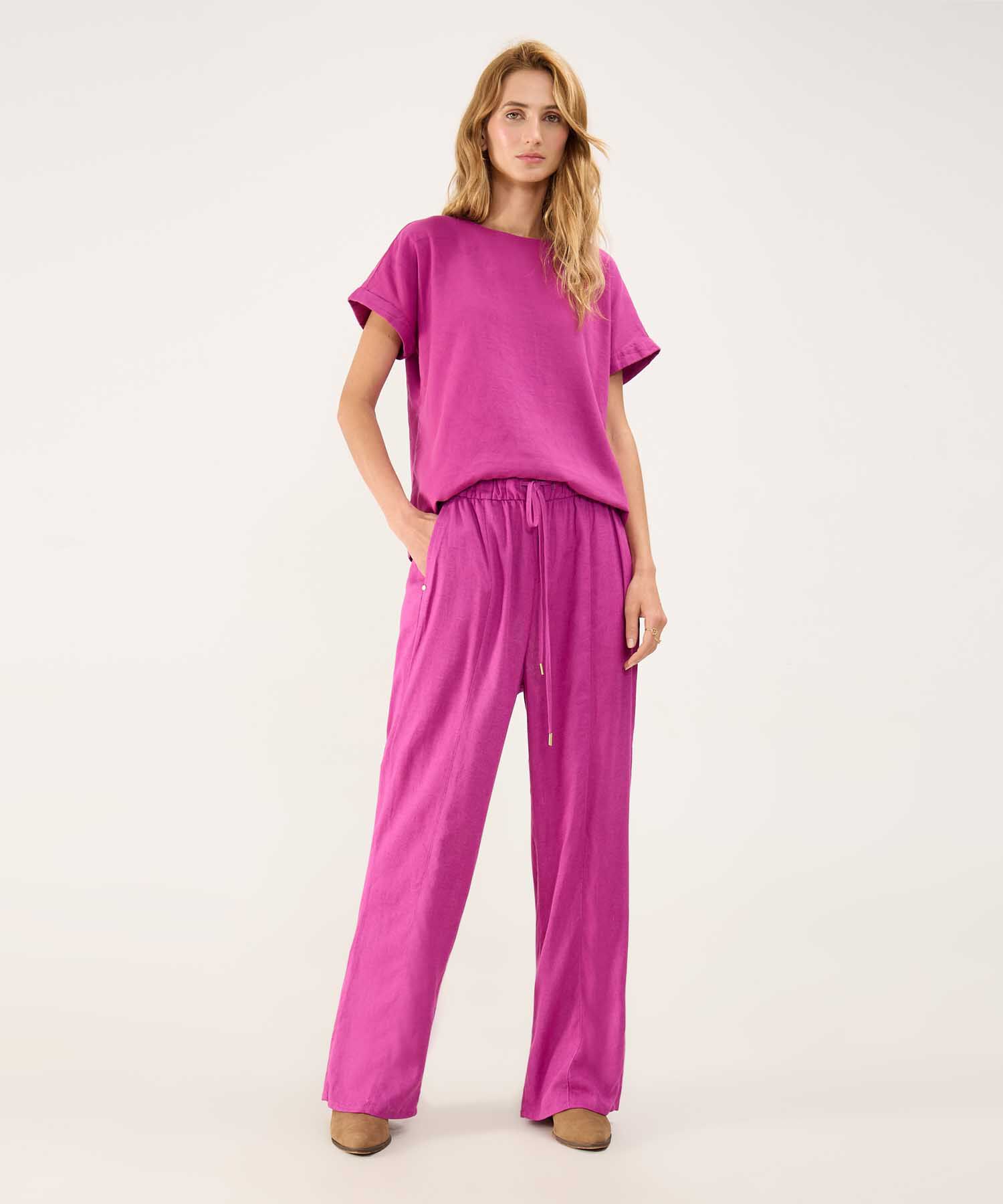 Pantalón Fluido en Efecto Lino