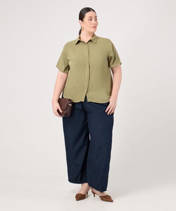Camisa Manga Corta Holgada Para Mujer Curvy