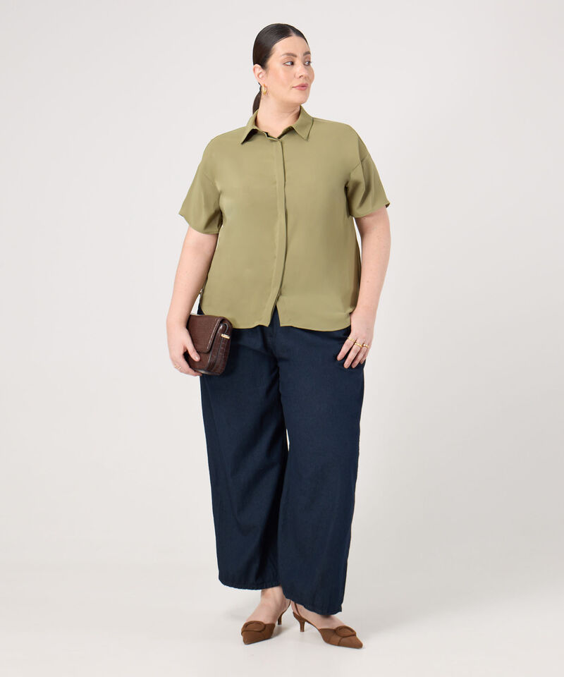 Camisa Manga Corta Holgada Para Mujer Curvy