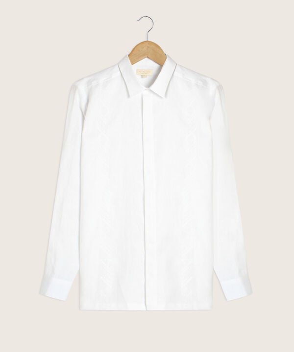 Camisa Guayabera Manga Larga Cuello Camisero