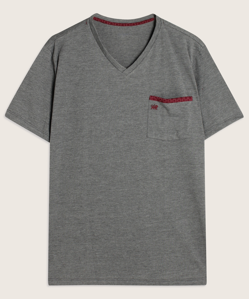 Pijama Cuello V Bolsillo Bordado