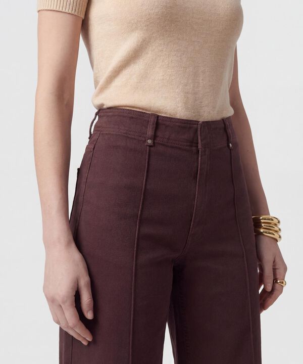 Jeans Culotte Con Costuras Frontales Mujer