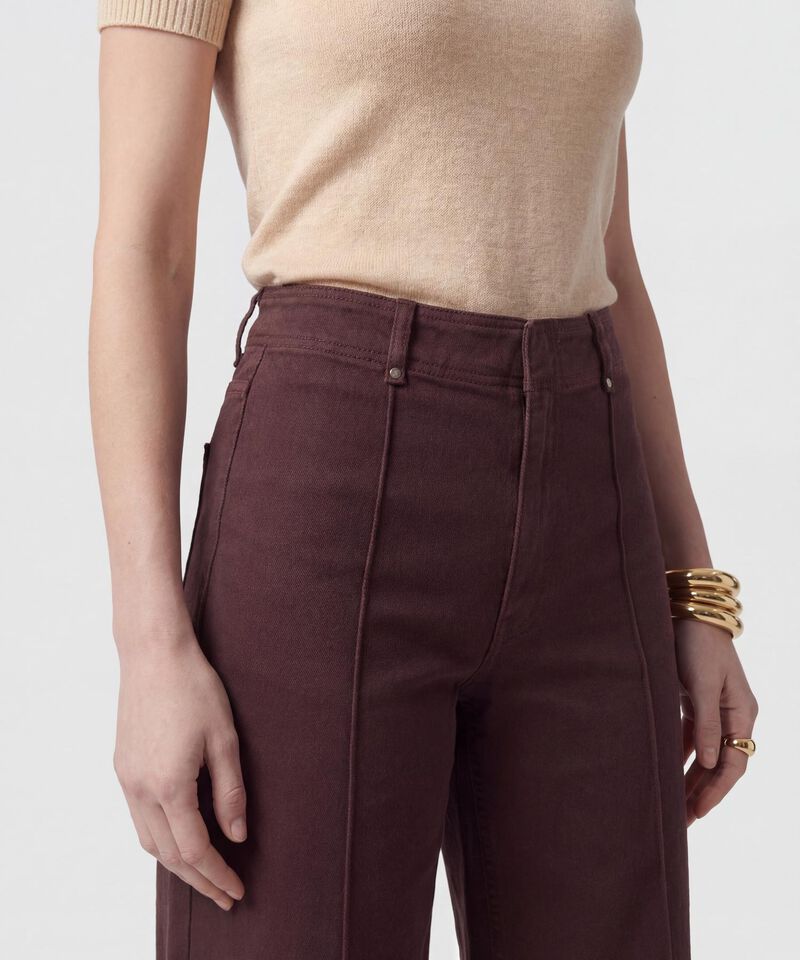 Jeans Culotte Con Costuras Frontales Mujer