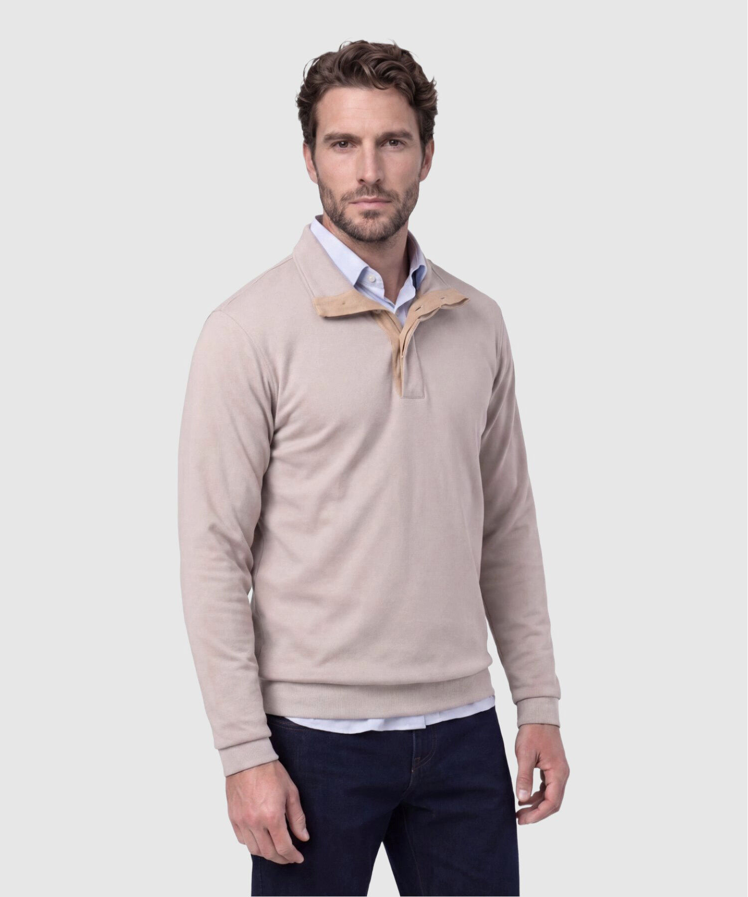 Buzo con Cuello de Botones para Hombre