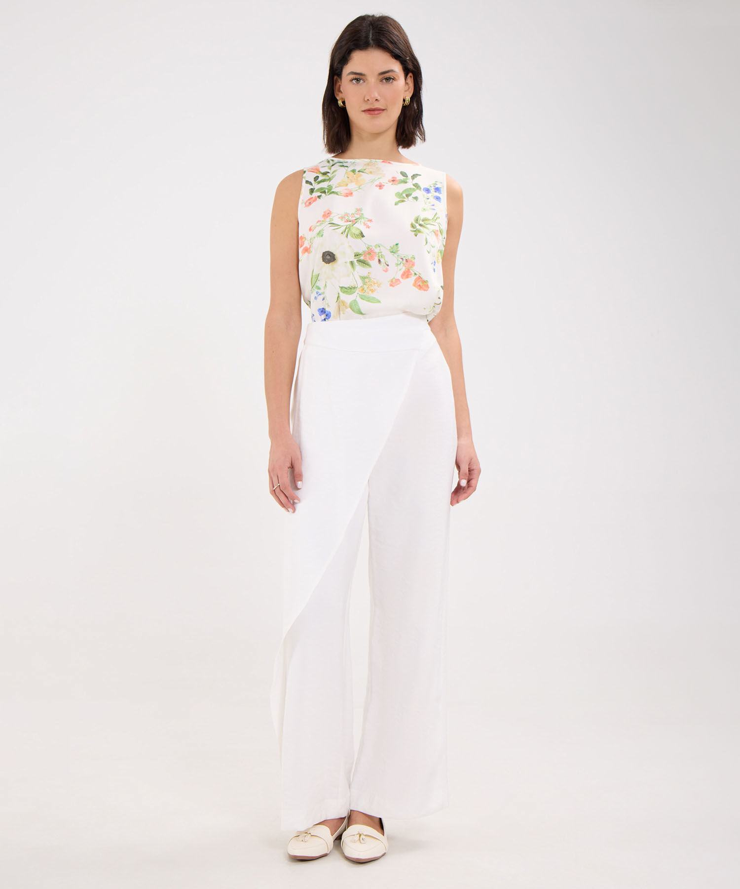 Blusa Estampada Escote de Ojal