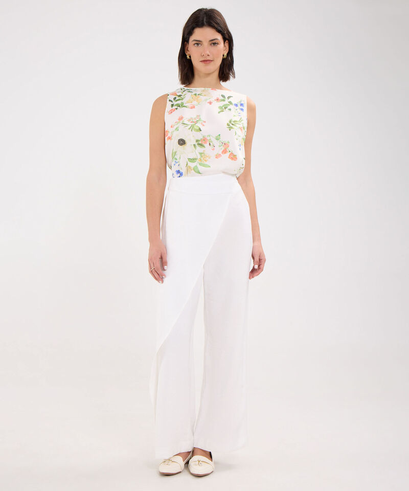 Blusa Estampada Escote de Ojal
