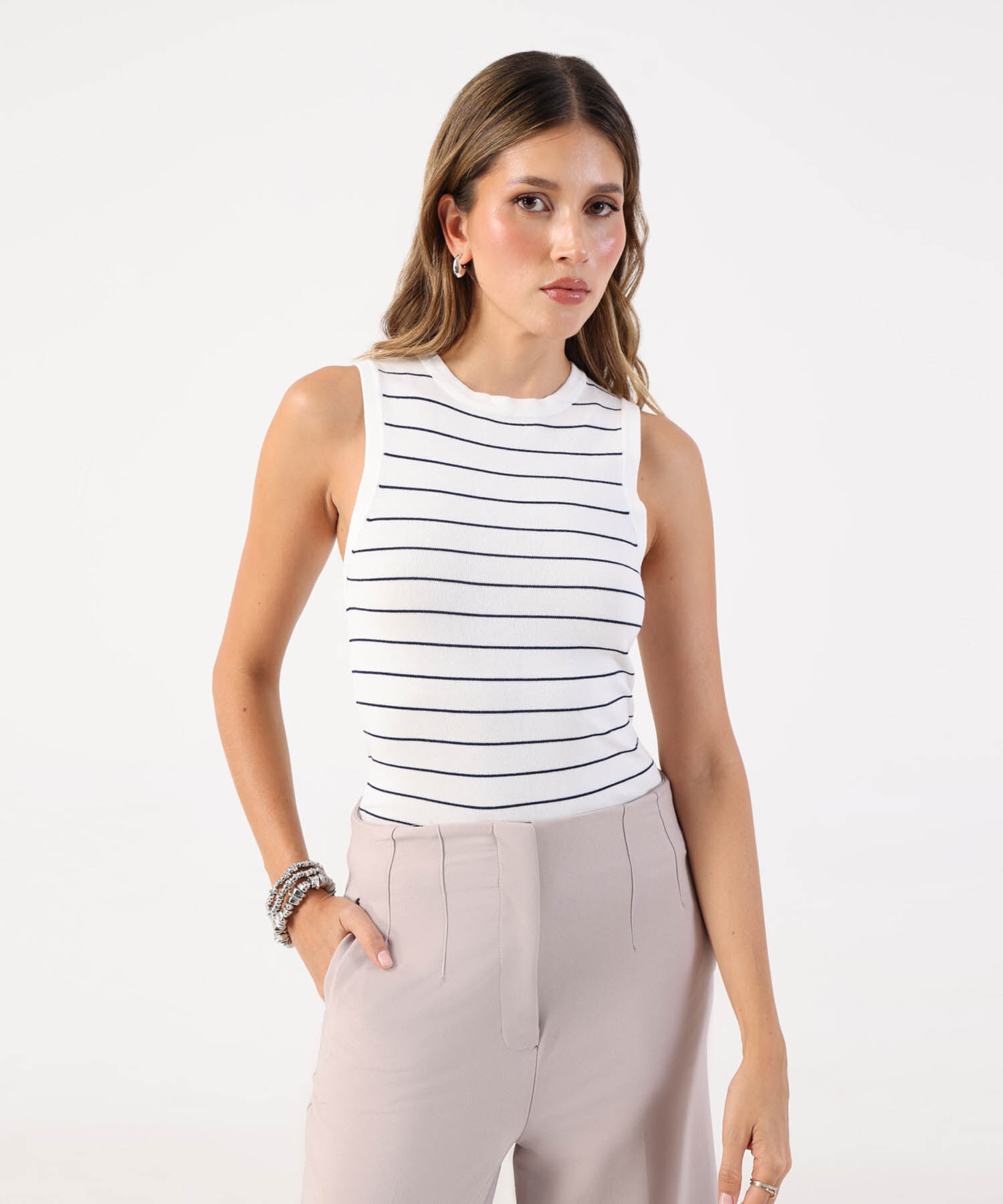 Camiseta de Punto Sin Mangas para Mujer