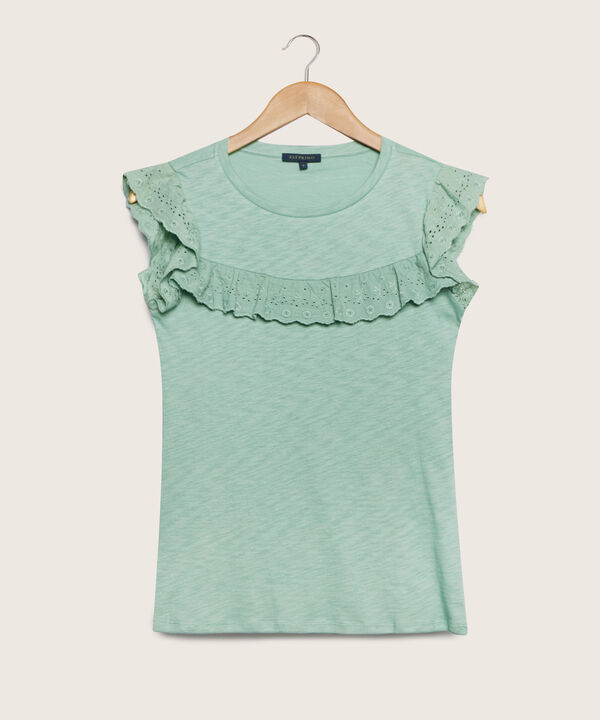 Camiseta Cuello Redondo Manga Corta Con Letin Y Bolero En Frente image number null