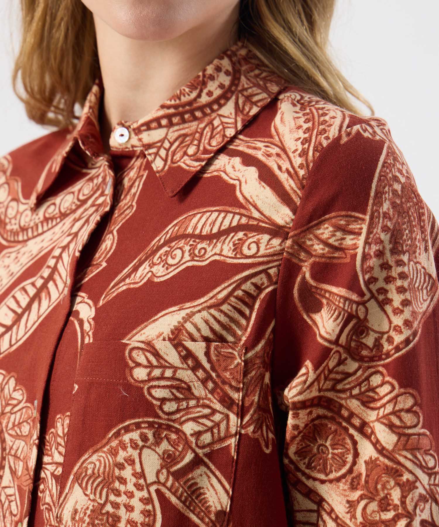 Camisa Ajuste Regular Mangas Recogidas Mujer