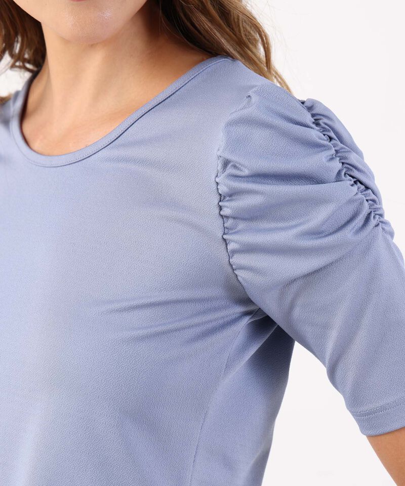 Camiseta Manga Corta Unicolor Con Ruche