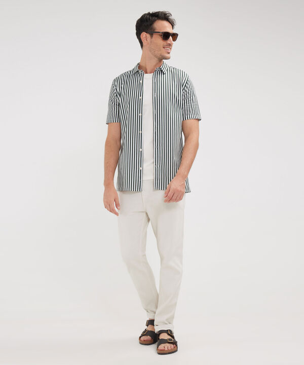 Camisa Manga Corta Estampada Base Lino