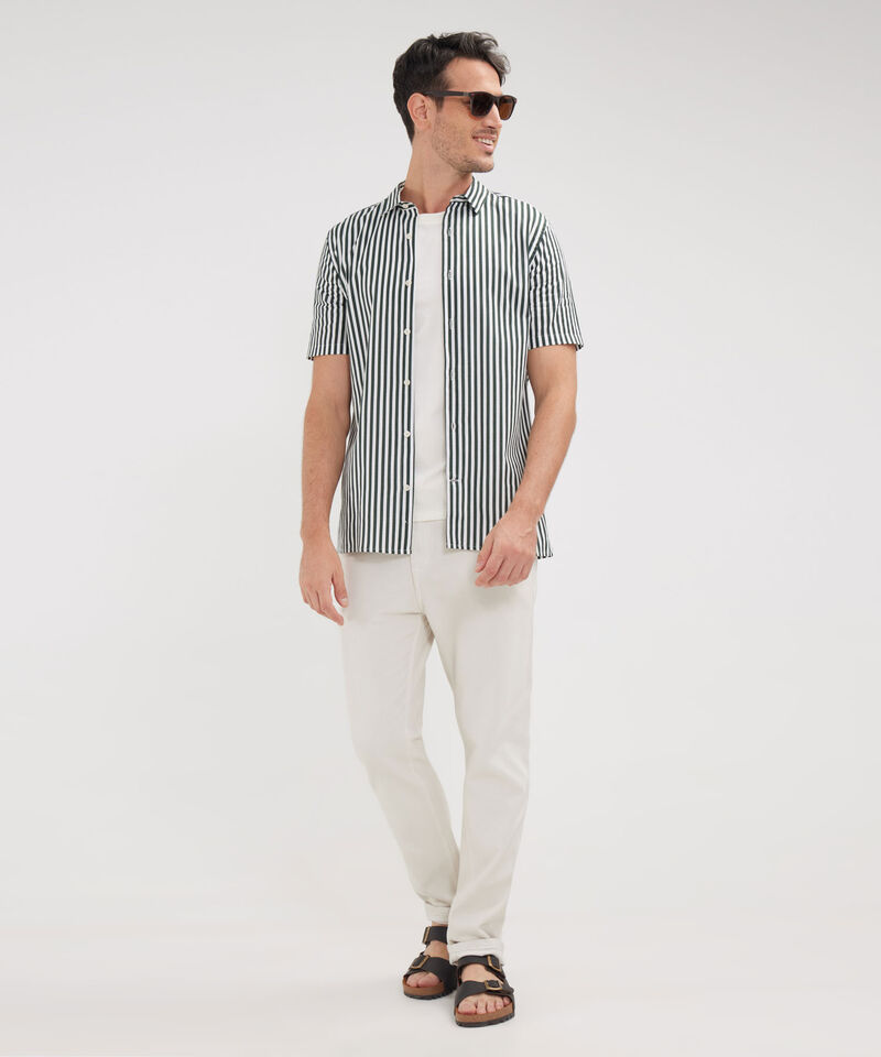 Camisa Manga Corta Estampada Base Lino