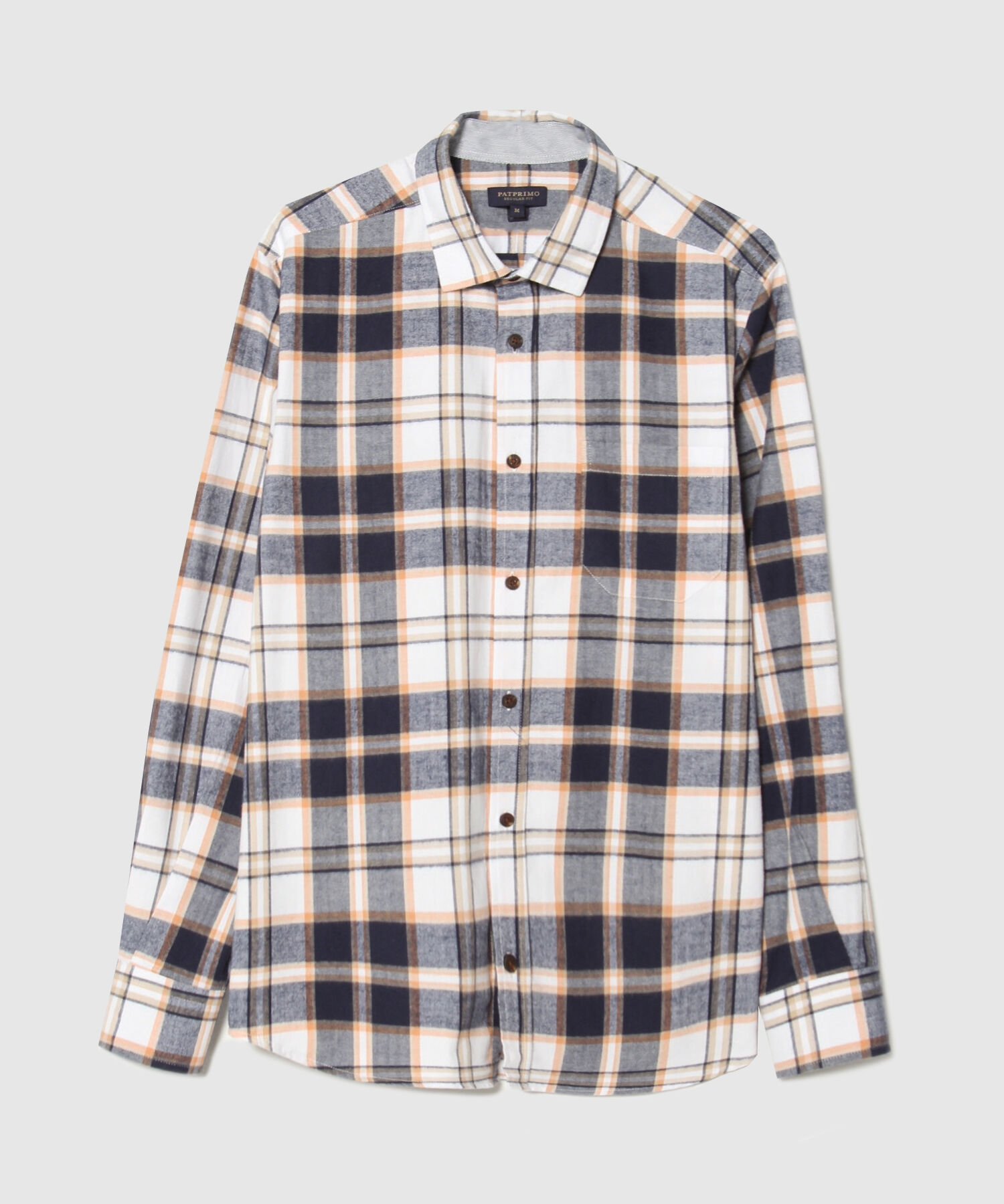 Camisa Manga Larga Regular Con Bolsillos A Cuadros