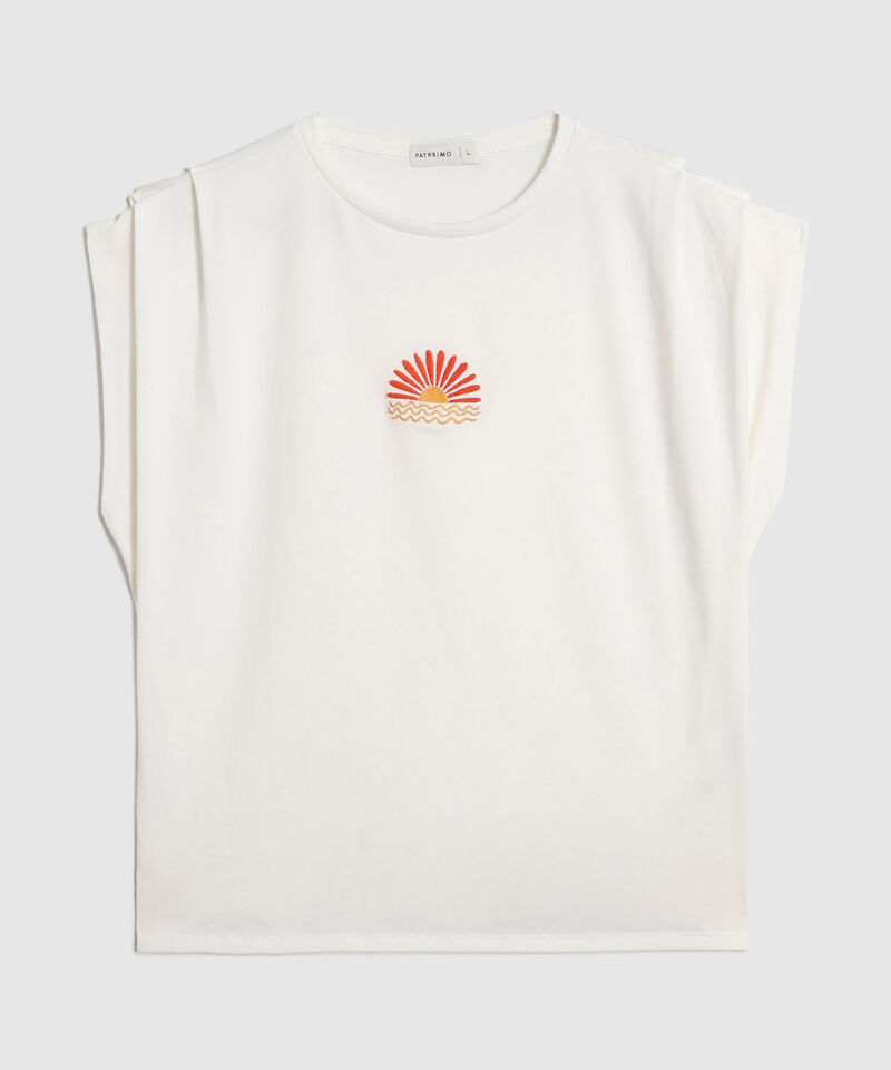 Camiseta Estampada Con Recogido En Mangas 