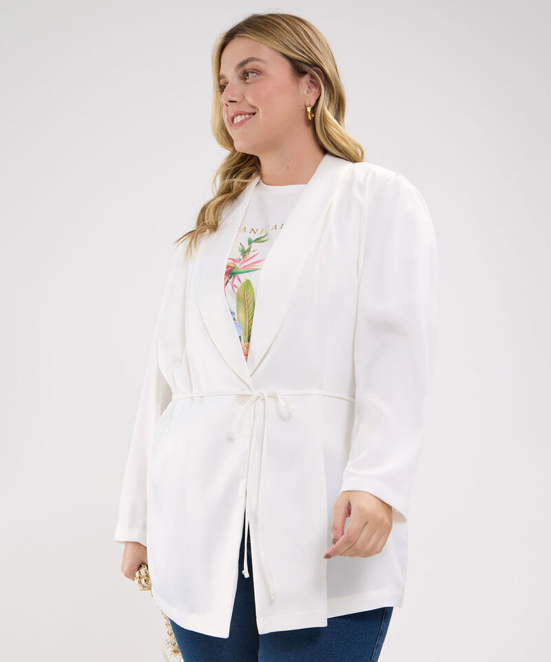 Chaqueta Unicolor Con Cinturón