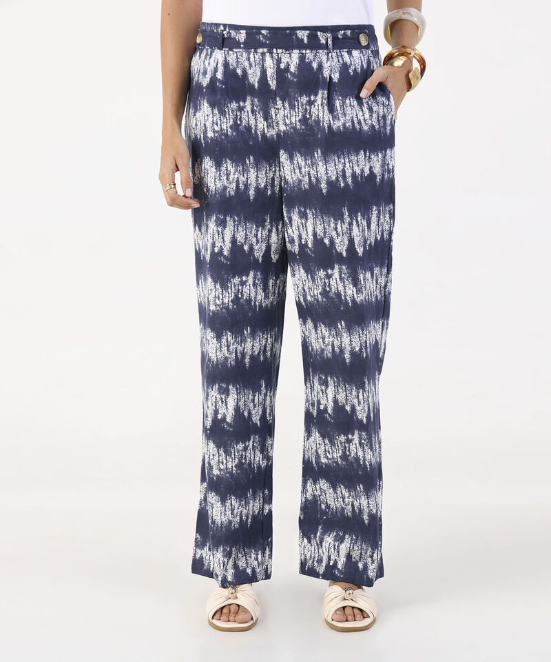 Pantal&oacute;n Fluido Estampado Tie-Dye Azul