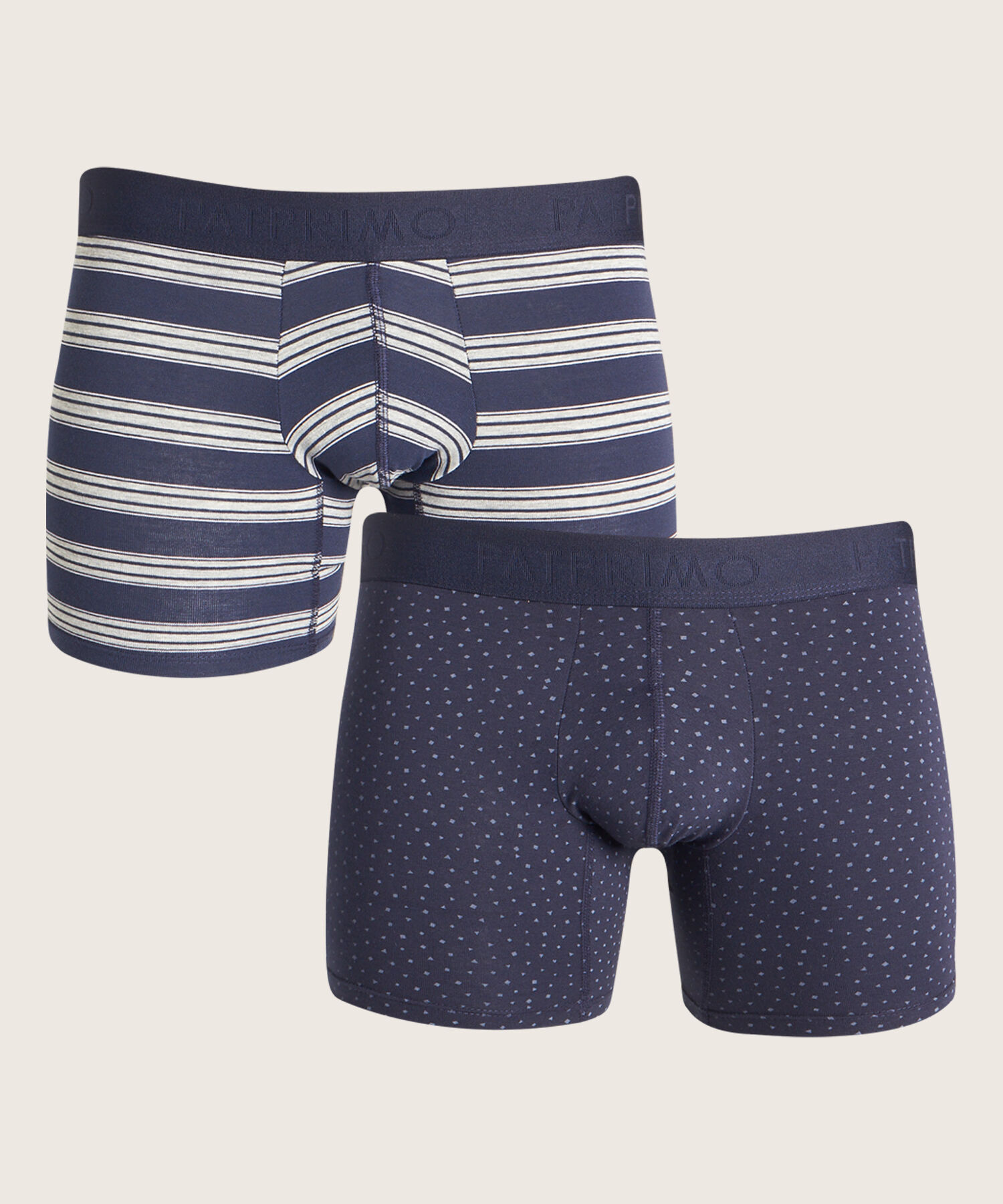 Boxer Pack X2, Medio Elástico Expuesto, Estampado Mini - Preteñido Rayas