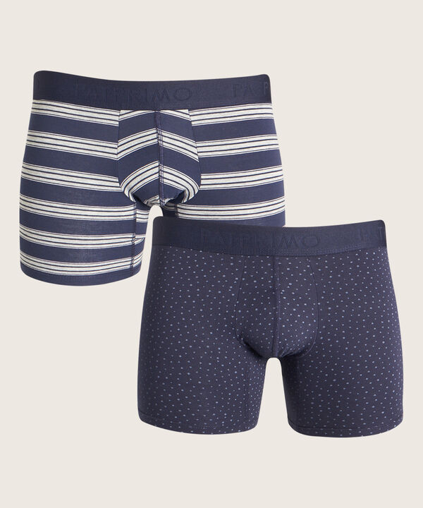 Boxer Pack X2, Medio Elástico Expuesto, Estampado Mini - Preteñido Rayas