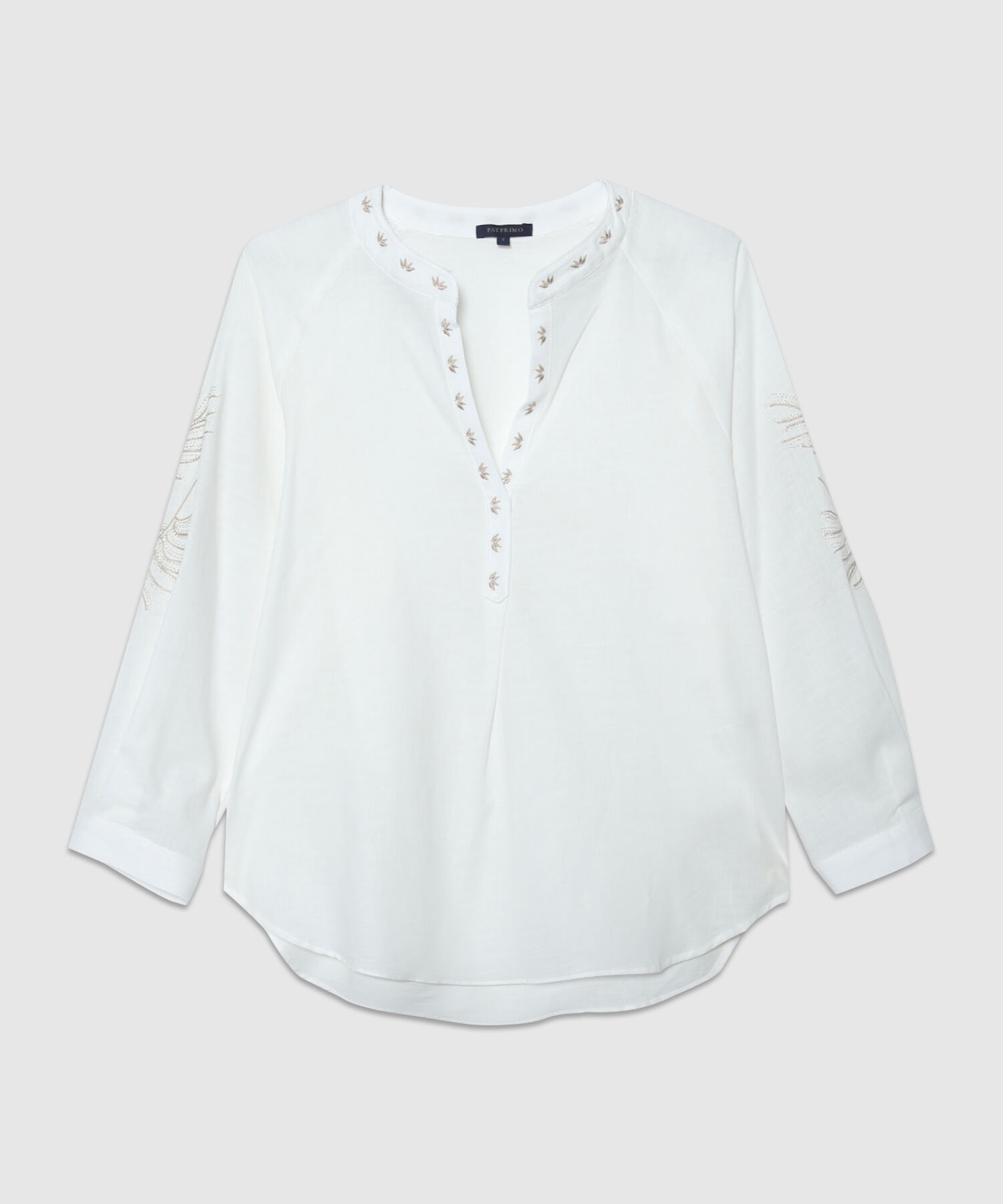 Blusa Cuello Neru Unicolor Bordada