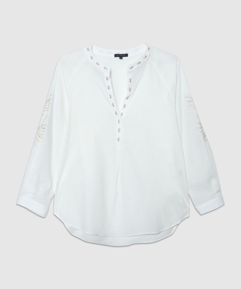 Blusa Cuello Neru Unicolor Bordada