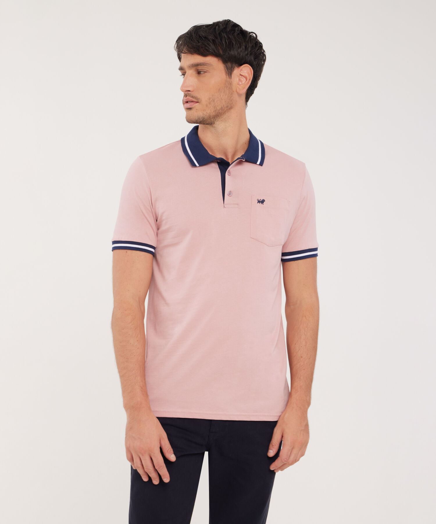 Polo Cuello Y Puños Tejidos, Jersey Unicolor, Regular ­Fit Con Bolsillo, Magia En El Caribe Linea Moda