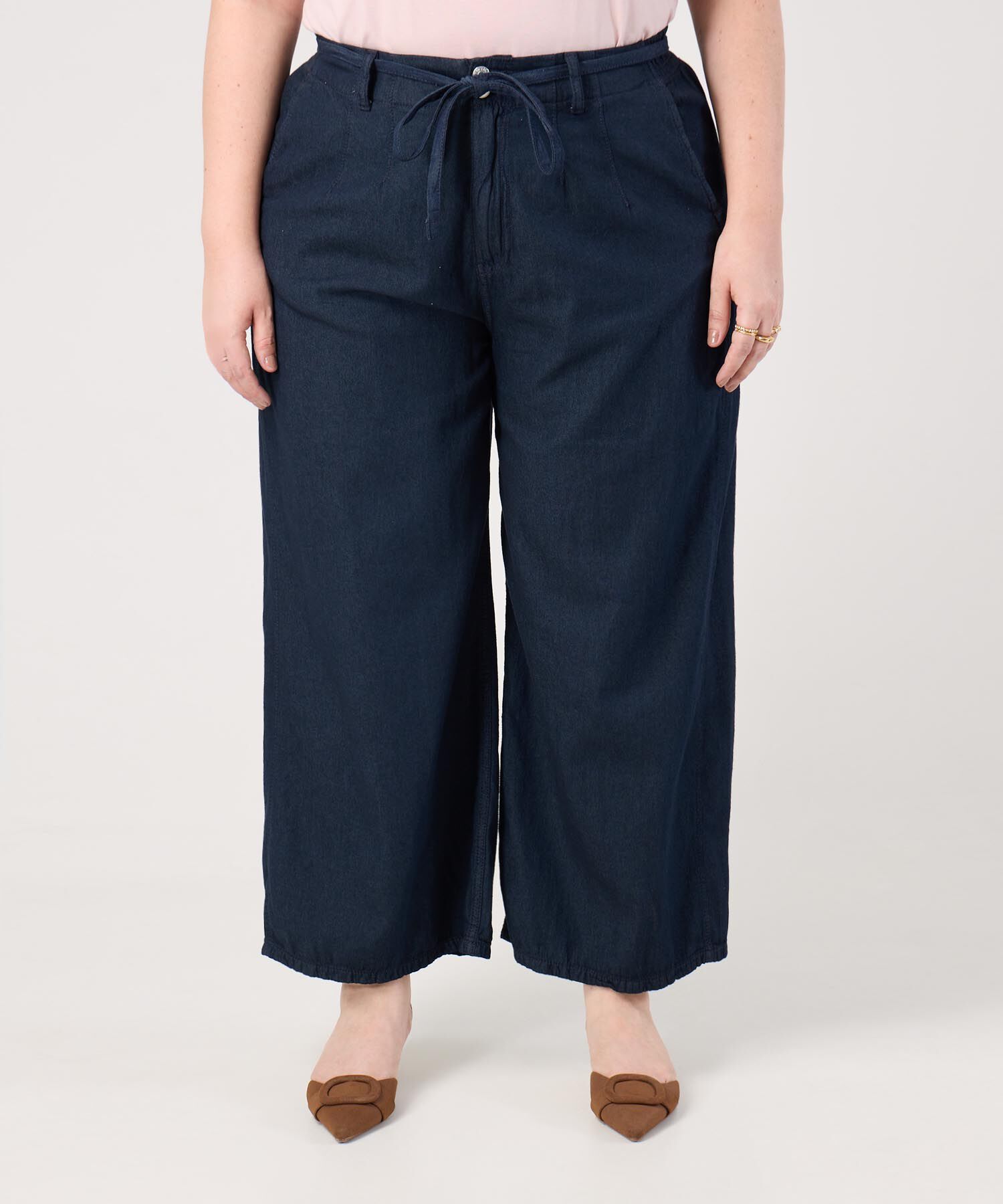 Jean Wide Leg Cord&oacute;n Ajustable Para Mujer Curvy