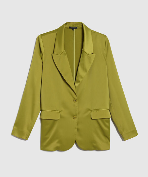 Blazer Manga Larga Satinado Con Bolsillos En Frente