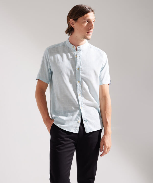Camisa en Lino con Cuello Mao image number null