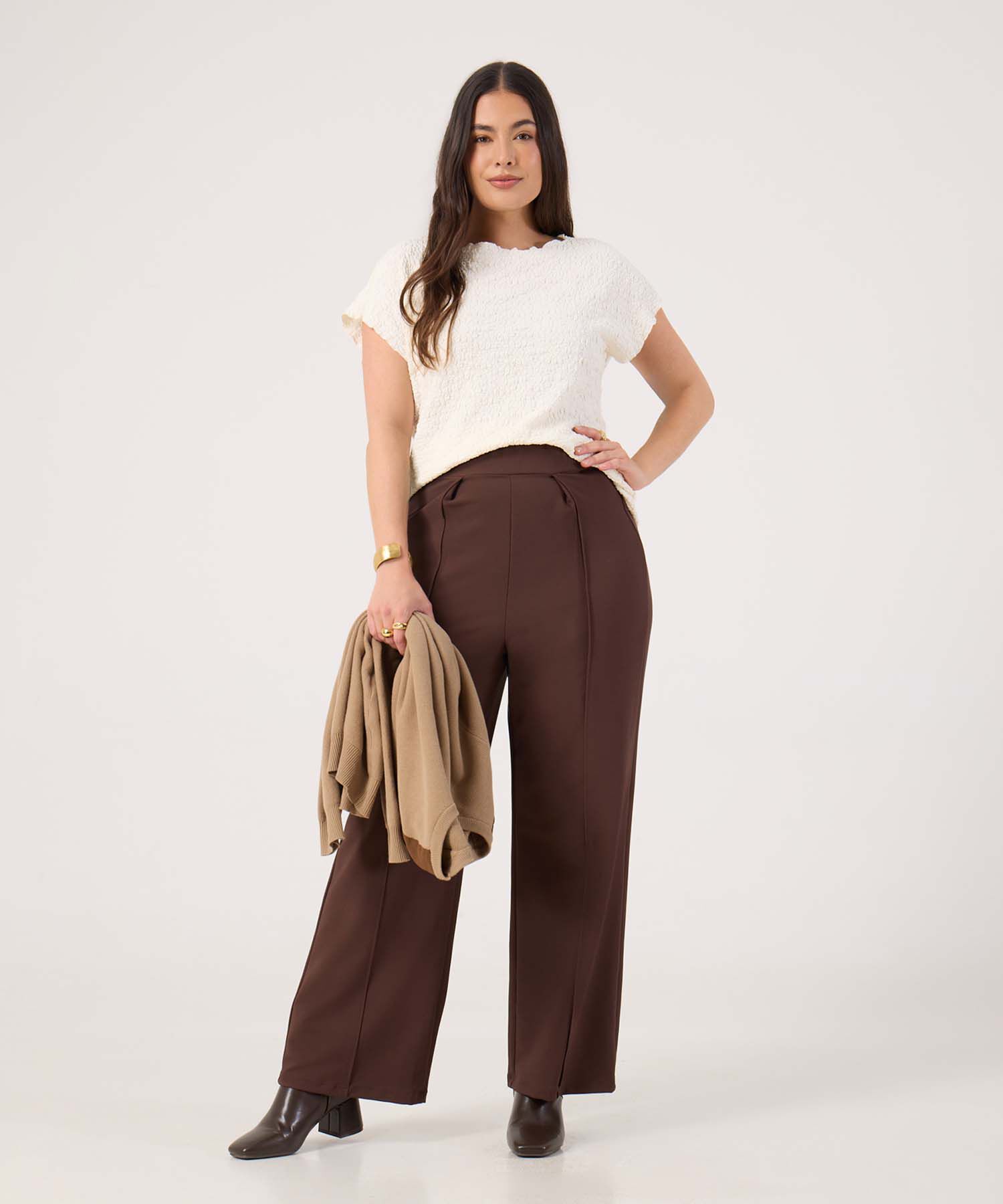 Camiseta Texturizada Unicolor Para Mujer Curvy