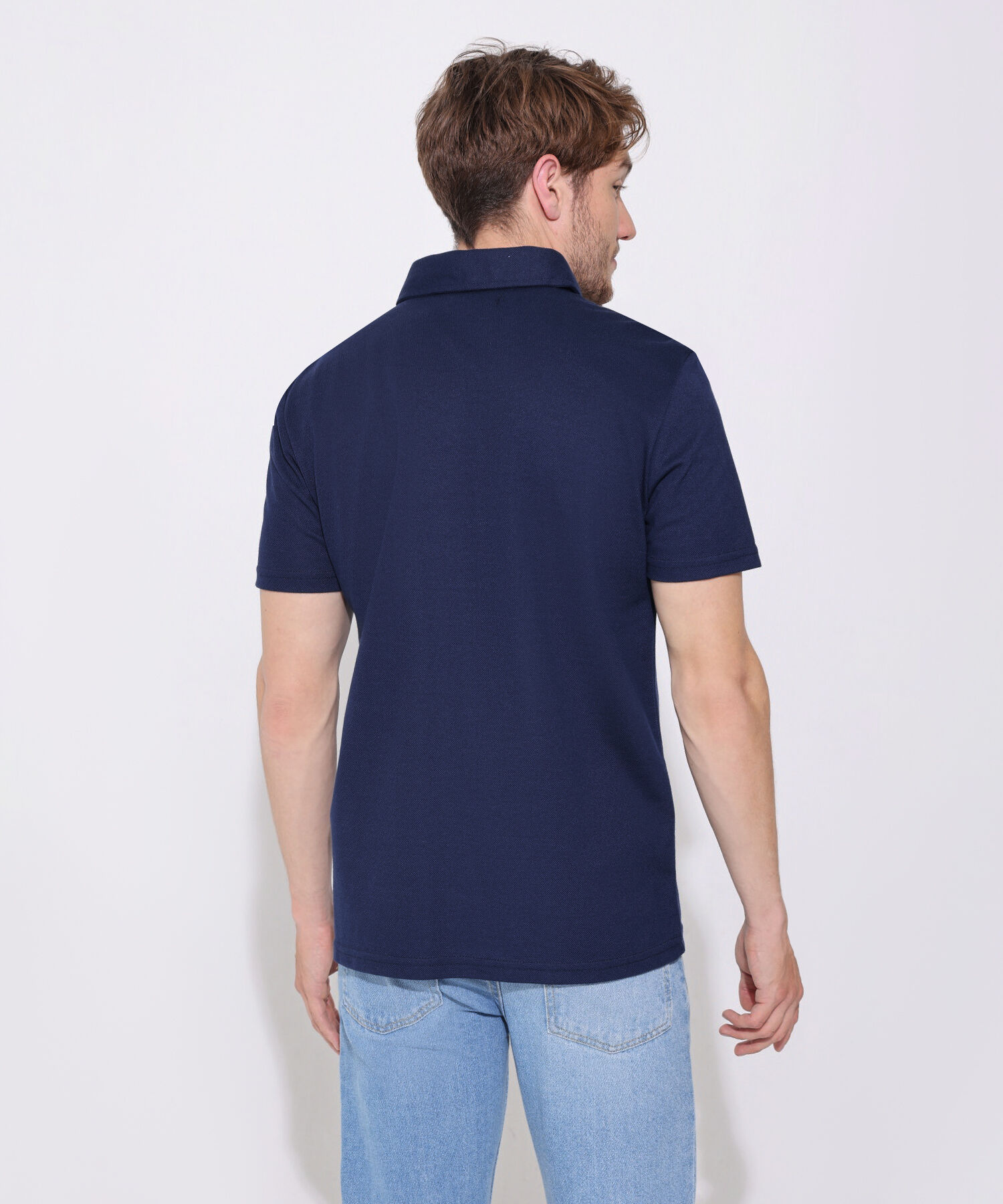 Polo Unicolor, Cuello Duro Con Bolsillo Y Silueta Regular Fit Naranja