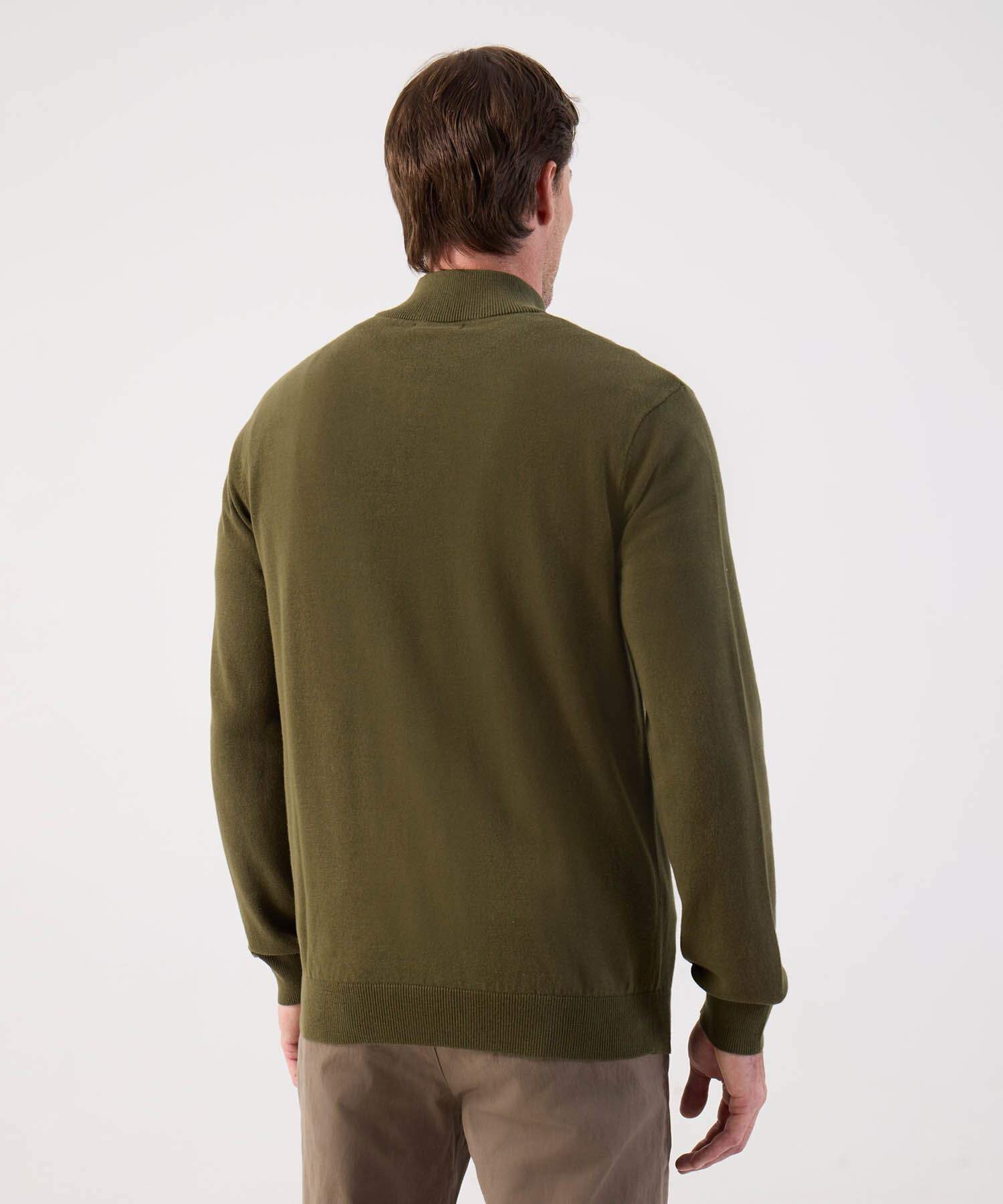 Buzo de Tejido Liso con Cuello Alto y Cremallera Para Hombre