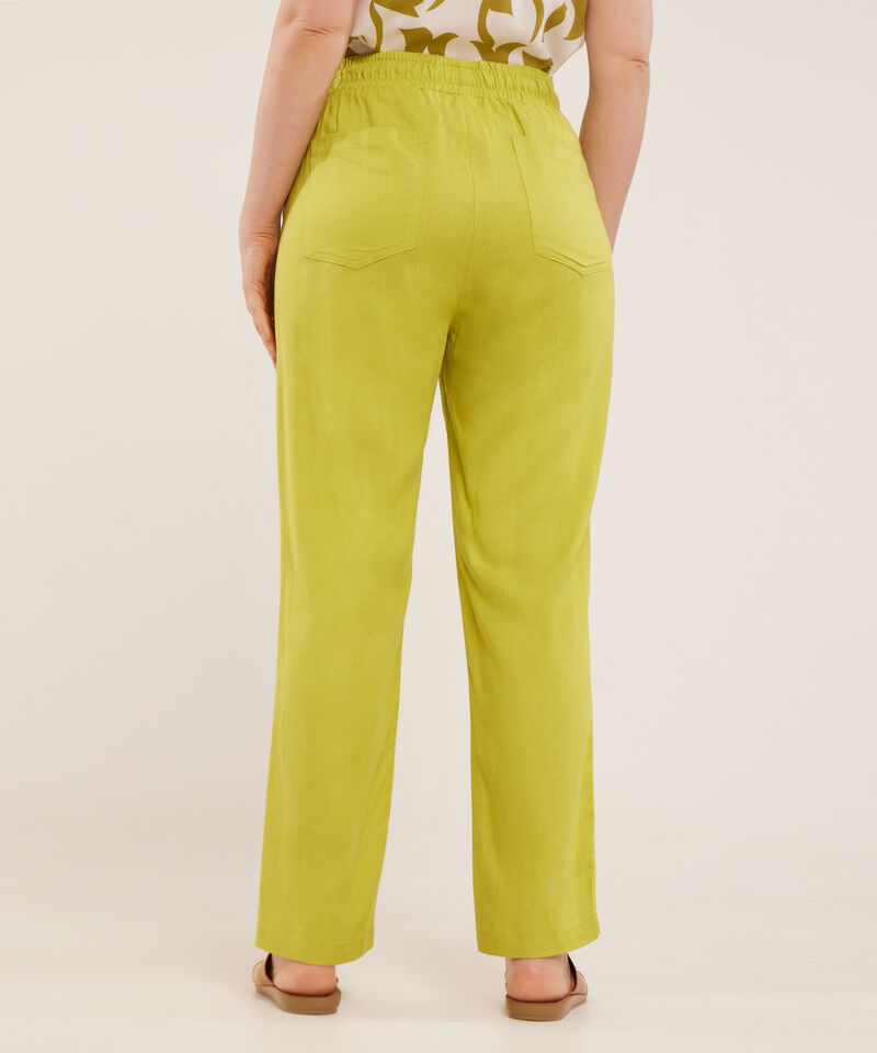 Pantalón Pretina Resortada En Lino Unicolor