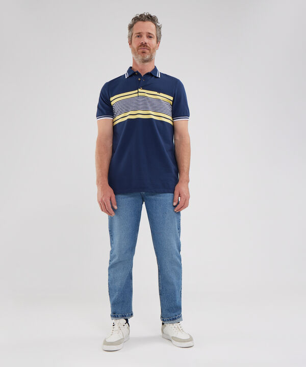 Polo , Cuello Y Puños Tejidos Con Diseño Y Silueta Regular Fit, Cítrico Marinero