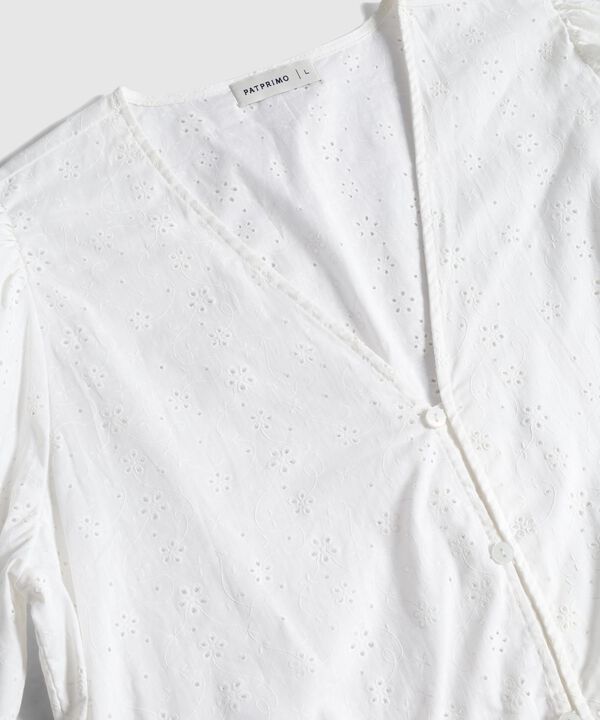 Blusa Con Nudo Ajustable Y Manga Corta Para Mujer image number null