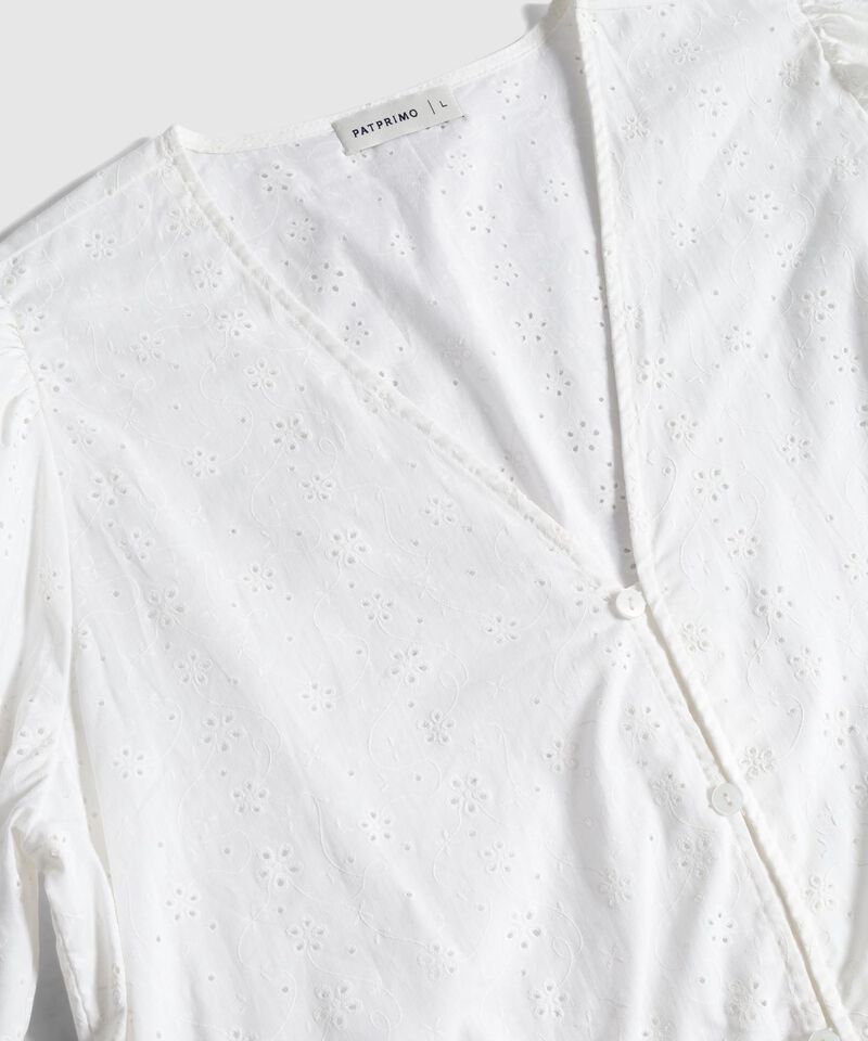 Blusa Con Nudo Ajustable Y Manga Corta Para Mujer