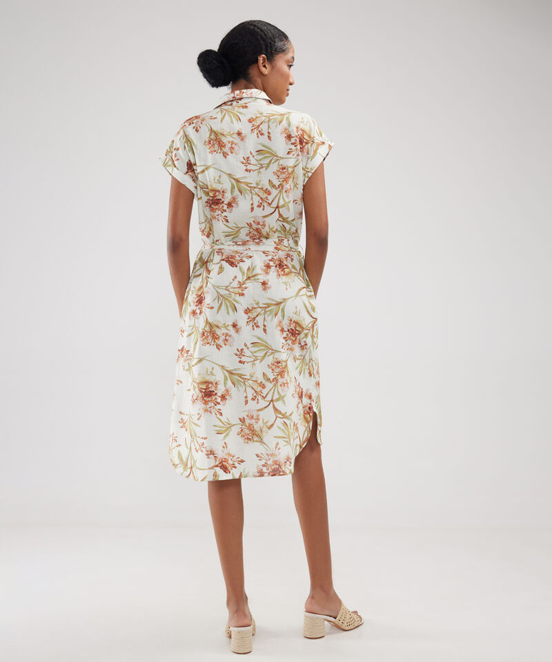 Vestido Camisero En Lino Estampado