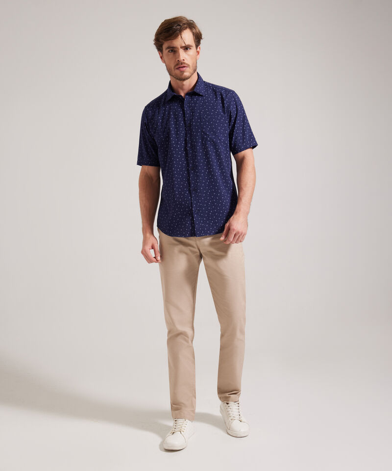 Camisa Manga Corta Estampada Miniprint, Silueta Regular Fit Con Bolsillo