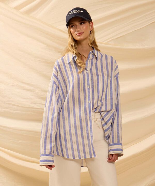 Camisa Oversize De Hombro Ca&iacute;do Para Mujer
