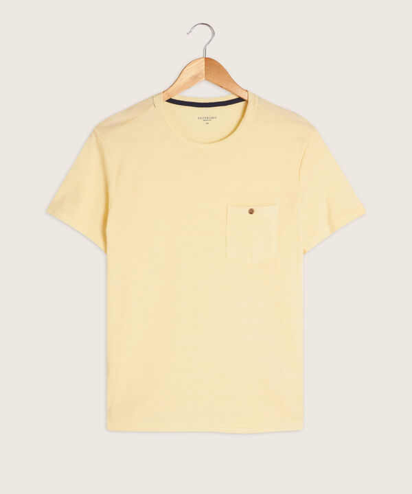 Camiseta Unicolor, Cuello Redondo Con  Bolsillo De Parche