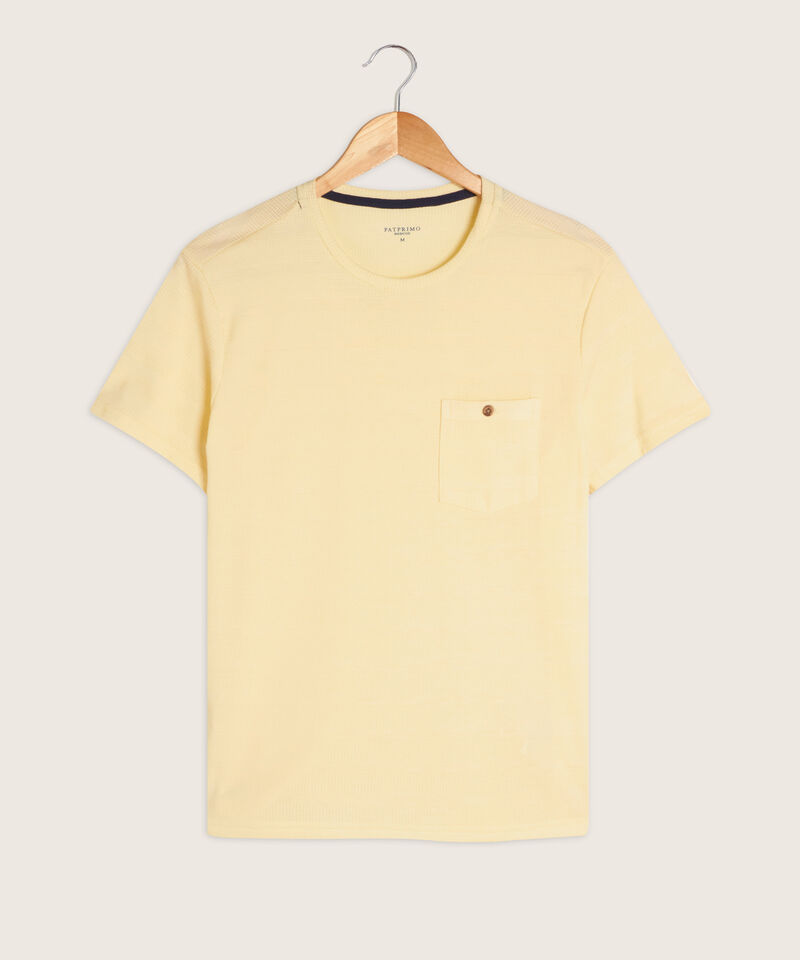 Camiseta Unicolor, Cuello Redondo Con  Bolsillo De Parche