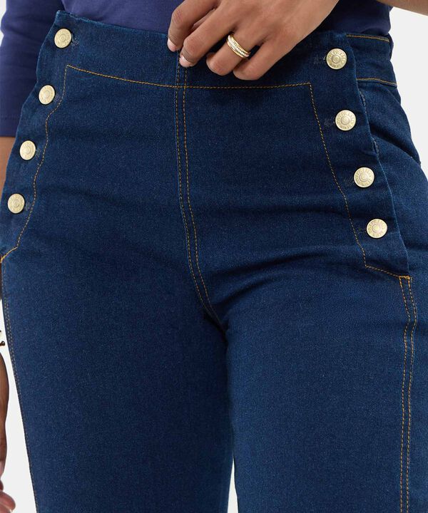 Jean Wide Leg De Abotonadura Lateral Para Mujer