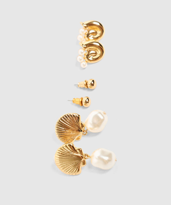 Set Aretes x3 con Perlas para Mujer
