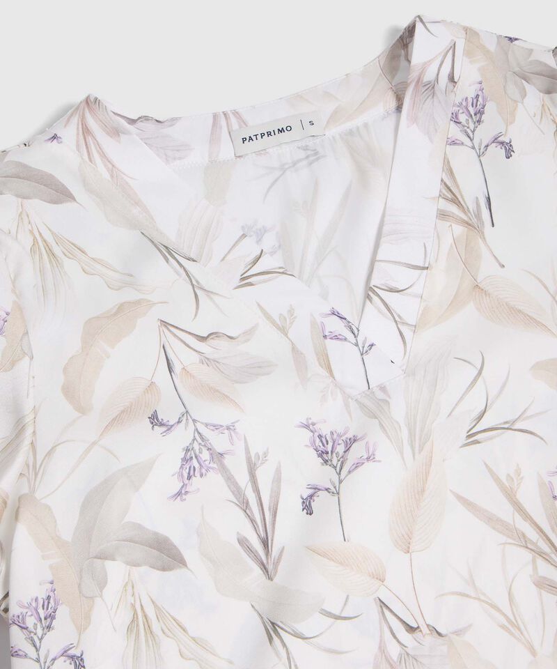 Blusa de Manga 3/4 con Escote en V para Mujer